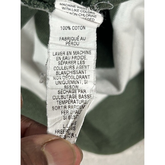 Vintage LL Bean Rugby Polo Shirt Mens XL Green White Heavy Cotton 90s Made Peru - Picture 14 of 16